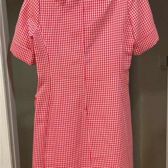 Vintage polyester dress red & white checked dress. Size tag missing. - Picture 5 of 5